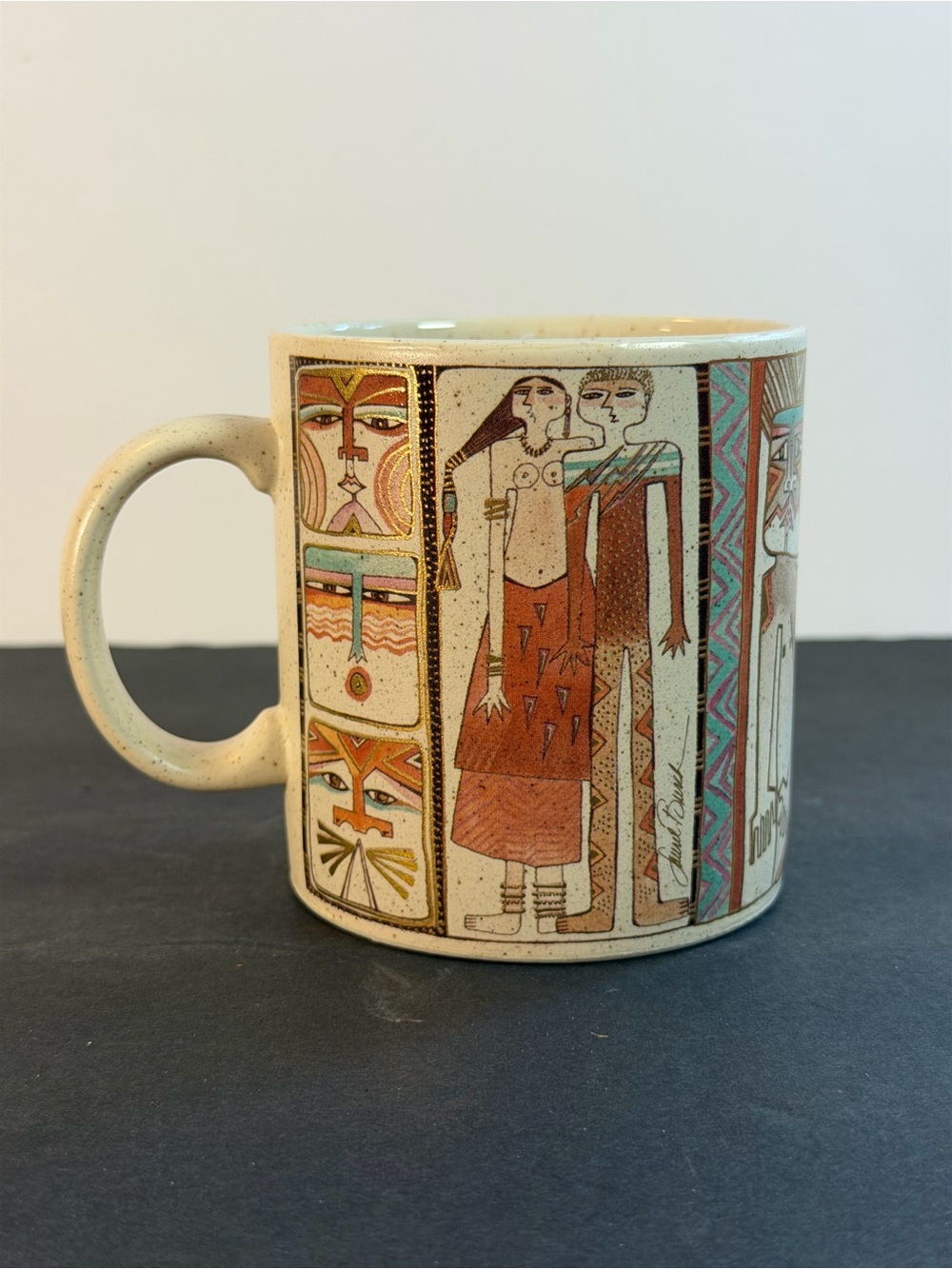 Laurel Burch Coffee Mug Cup Primordial Dream 1990 Vintage Japan 16 oz. EUC